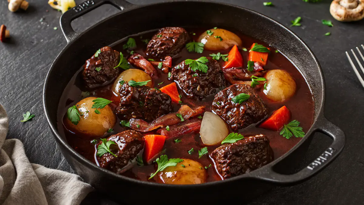 Boeuf bourguignon: zo ziet het gerecht eruit
