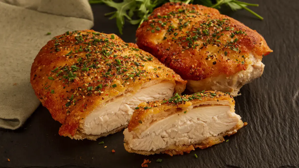 Kipfilet uit de airfryer: zo ziet het gerecht eruit